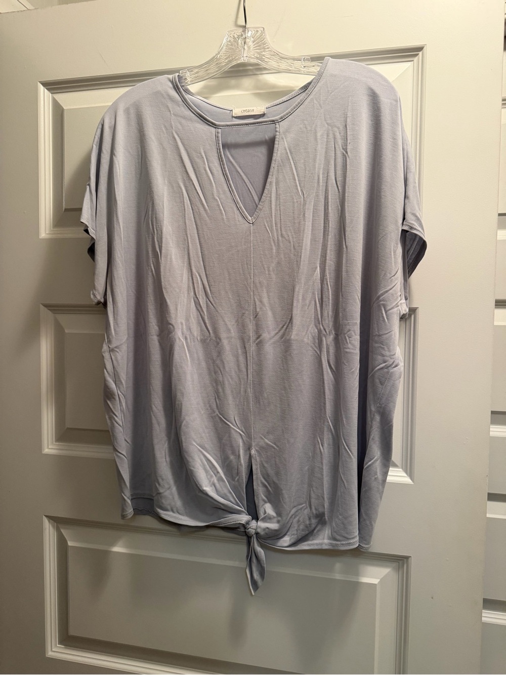 Cherish Light Blue Tie-Front Tunic with Keyhole